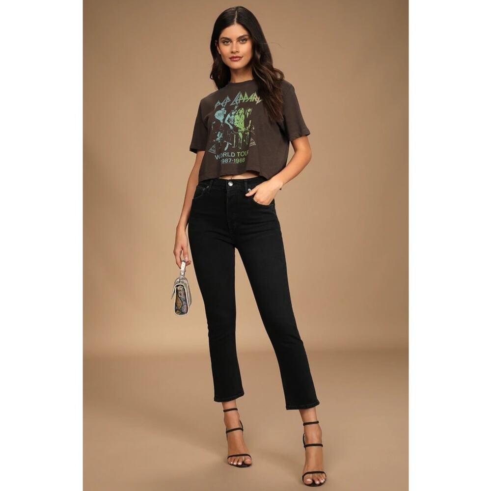 AGOLDE Riley High Rise Straight Crop Jeans Women’s Size 28 Black Organic Cotton